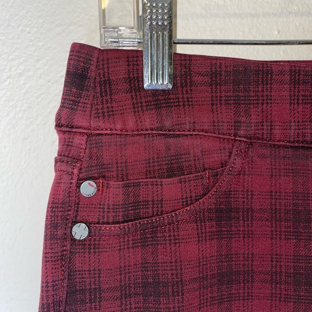 Liverpool Jeans Red Plaid Stretchy Pull On Skinny Legging Pants - Picture 3 of 7